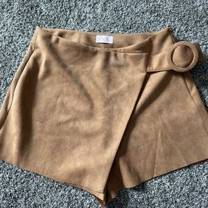 Pink Lily Tan Wrap Skorts